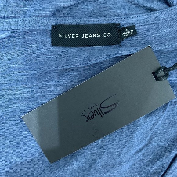 Silver Jeans Small NWT Amelia Tie-Front Crop Top Blue - Picture 7 of 10